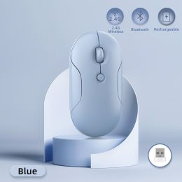 Silent Bluetooth Mouse For iPad Samsung Lenovo Android Windows iOS Tablet Macaron Wireless Mouse For Laptop Notebook Computer (Color: Bluetooth Blue)