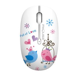 M101 Ergonomics Wireless Mouse 2.4G Cute Optical Cartoon Computer Silent Mice With USB Receiver for Laptop Kid Girl Gift Macbook (Color: Little Bird)