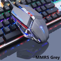 Professional gamer Gaming Mouse 8D 3200DPI Adjustable Wired Optical LED Computer Mice USB Cable Mouse for laptop PC (Ships From: China, Color: MMR5 Silver gray)