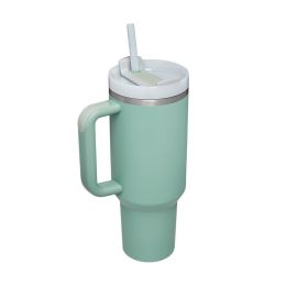 40 oz Tumbler with Handle and Straw Lid;  Insulated Cup Water Bottle (Color: Green)