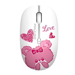 M101 Ergonomics Wireless Mouse 2.4G Cute Optical Cartoon Computer Silent Mice With USB Receiver for Laptop Kid Girl Gift Macbook (Color: Little Bear)