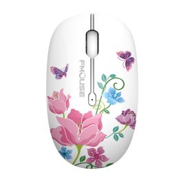 M101 Ergonomics Wireless Mouse 2.4G Cute Optical Cartoon Computer Silent Mice With USB Receiver for Laptop Kid Girl Gift Macbook (Color: Butterfly)