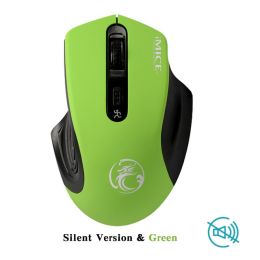 USB 3.0 Receiver Wireless Mouse 2.4G Silent Mouse 4 Buttons 2000DPI Optical Computer Mouse Ergonomic Mice For Laptop PC (Color: Green Silent)