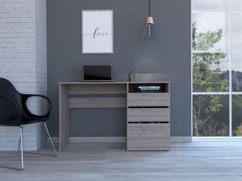 Louisiana Writing Computer Desk; Three Drawers (Color: Light Gray)