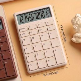 Stylish 12 Digit Battery-Powered Desktop Calculator with Easy-to-Press Big Buttons (Color: Beige)