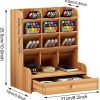 1pc Wooden Desk Organizer, Multi-Functional DIY Pen Holder, Pen Organizer For Desk, Desktop Stationary, Easy Assembly, Home Office Art Supplies Organi