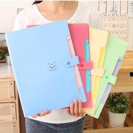 Smile 2pcs File Folder Plastic A4 Document Bags Material Folder Test Roll Holder Storage Bags Accordion Bag (Color: Blue-green)