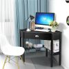 Household Corner Office Writing Desk With Pull-out Drawer and Shelf