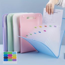 13-Grid A4 Portable File Folder, Multi-Layer, Large-Capacity, Hand-Held Organizer Bag - Perfect for Test Paper & File Storage (Color: Transparent White, size: 13 Grids)