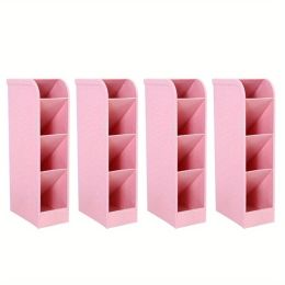 4pcs Multi-Functional Pen/Pencil Markers Holder, Diagonal Matte Pen Holder, Desk Desktop Storage Box, Stationery Rack Frosted Transparent (Color: 4pcs Pink)