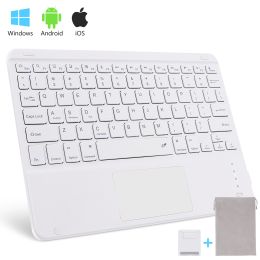 Wireless Bluetooth Keyboard with Touchpad for iPad Keybaord iPhone Samsung Galaxy Xiaomi Huawei Microsoft Surface HP (Axis Body: Brown Switch, Color: white square)