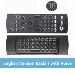 MX3 Pro Backlight 2.4G Wireless Keyboard Remote Control IR Learning Fly Air Mouse For X92 X96 Android TV Box (Ships From: China, Color: EN Backlit  Voice)