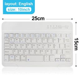 Mini Wireless Keyboard Bluetooth Keyboard For ipad Phone Tablet Russian Spainish Rechargeable keyboard For Android ios Windows (Ships From: China, Color: 10 in white English)