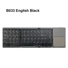 English B033 Mini Folding keyboard; Wireless Bluetooth Keyboard with Touchpad for Windows; Android; IOS (Ships From: China, Color: B033 English black)