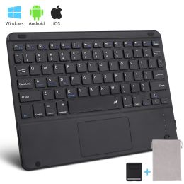 Wireless Bluetooth Keyboard with Touchpad for iPad Keybaord iPhone Samsung Galaxy Xiaomi Huawei Microsoft Surface HP (Axis Body: Brown Switch, Color: black square)