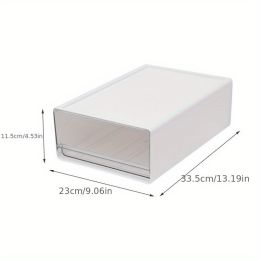 1pc Transparent Desktop Storage Box, Drawer Type Office Document Organizers, Stackable Storage Boxes, Bedroom Study Storage Cabinet (Model: Large, Color: White)