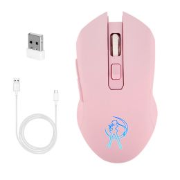 Pink Optical Mouse Sailor Yoon Gaming Computer Wired Mause Mute Pretty Backlit Colorful Mice 3200DPI For Girl Women Gift PC Game (Ships From: China, Color: Bluetooth)