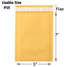 Kraft Bubble Mailers, Yellow Padded Envelope (Qty: 25Pcs, size: #W (5" x 7"))