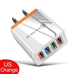 US Plug USB Charger Quick Charge 3.0 For Phone Adapter for iPhone 12 Pro Max Tablet Portable Wall Mobile Charger Fast Charger (Plug Type: US Orange)