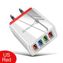 US Plug USB Charger Quick Charge 3.0 For Phone Adapter for iPhone 12 Pro Max Tablet Portable Wall Mobile Charger Fast Charger (Plug Type: US Red)