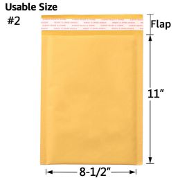 Kraft Bubble Mailers, Yellow Padded Envelope (Qty: 25Pcs, size: #2 (8.5" x 11"))