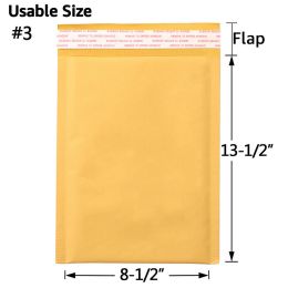 Kraft Bubble Mailers, Yellow Padded Envelope (Qty: 25Pcs, size: #3 (8.5" x 13.5"))