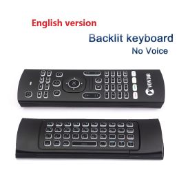 MX3 Pro Backlight 2.4G Wireless Keyboard Remote Control IR Learning Fly Air Mouse For X92 X96 Android TV Box (Ships From: China, Color: EN Backlit no Voice)