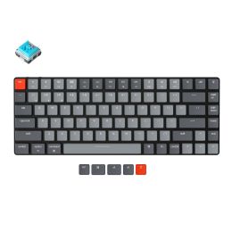 K3 D V2 Ultra-slim Wireless Mechanical Low Profile Keyboard Optical Hot-Swappable Switch White Backlit for Mac Windows (Ships From: China, Color: Blue Switches)