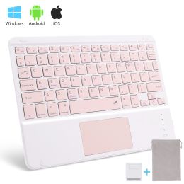 Wireless Bluetooth Keyboard with Touchpad for iPad Keybaord iPhone Samsung Galaxy Xiaomi Huawei Microsoft Surface HP (Axis Body: Brown Switch, Color: pink square)