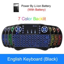 i8 Wireless Keyboard Russian English Hebrew Version i8+ 2.4GHz Air Mouse Touchpad Handheld for Android TV BOX Mini PC (Ships From: China, Color: English lion Ver)