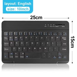 Mini Wireless Keyboard Bluetooth Keyboard For ipad Phone Tablet Russian Spainish Rechargeable keyboard For Android ios Windows (Ships From: China, Color: 10 in black English)