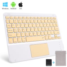 Wireless Bluetooth Keyboard with Touchpad for iPad Keybaord iPhone Samsung Galaxy Xiaomi Huawei Microsoft Surface HP (Axis Body: Brown Switch, Color: yellow square)