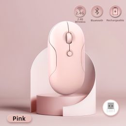 Silent Bluetooth Mouse For iPad Samsung Lenovo Android Windows iOS Tablet Macaron Wireless Mouse For Laptop Notebook Computer (Color: Bluetooth pink)