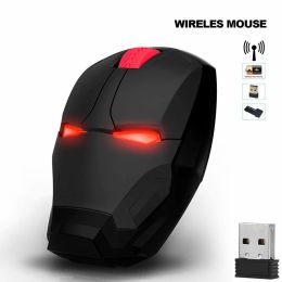 Wireless Mice Iron Man Mouse Mouses Computer Button Silent Click 800/1200/1600/2400DPI Adjustable USB Optical Mice For Computer (Color: black)