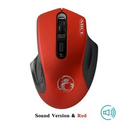 USB 3.0 Receiver Wireless Mouse 2.4G Silent Mouse 4 Buttons 2000DPI Optical Computer Mouse Ergonomic Mice For Laptop PC (Color: Red Sound)