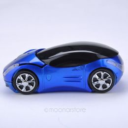 New USB 2.4GH Souris Optique Voiture Style Wireless Car USB2.0 Optical Mouse Mice For Laptop PC Computer (Color: Blue)