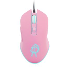 Pink Optical Mouse Sailor Yoon Gaming Computer Wired Mause Mute Pretty Backlit Colorful Mice 3200DPI For Girl Women Gift PC Game (Ships From: China, Color: Mouse)