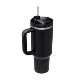 40 oz Tumbler with Handle and Straw Lid;  Insulated Cup Water Bottle (Color: black)