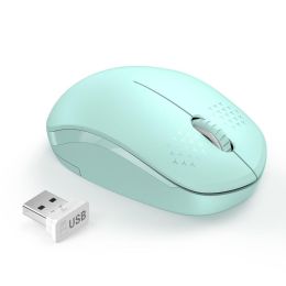 2.4G Wireless Mouse for Laptop Desktop Silent Mouses Portable Mute Mice for Notebook Mini Mouse Computer 1600 DPI Mause (Ships From: China, Color: Green)