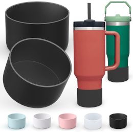 2Pcs Silicone Boot for Water Bottle Protective Water Bottle Bottom Sleeve Cover (Color: black)