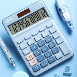 12-Digit Vintage Color Desk Calculator - Cute & Functional Financial Calculator for Home, Office & School! (Color: Blue)