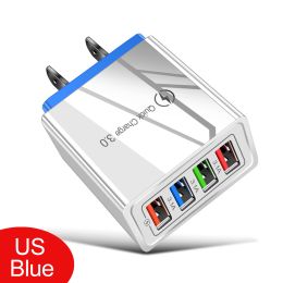 US Plug USB Charger Quick Charge 3.0 For Phone Adapter for iPhone 12 Pro Max Tablet Portable Wall Mobile Charger Fast Charger (Plug Type: US Blue)