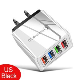 US Plug USB Charger Quick Charge 3.0 For Phone Adapter for iPhone 12 Pro Max Tablet Portable Wall Mobile Charger Fast Charger (Plug Type: US Half Black)