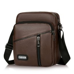 Men's Vintage PU Leather Shoulder Bag (Color: Brown)