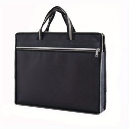 Stylish Business Briefcase - Large Capacity Notebook Bag with Double-zipper & Portable Design (Color: black)