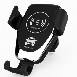 10W Qi Wireless Fast Charger Car Mount Air Vent Mobile Phone Holder Charging Stand Fit For IPhone 12 11 Pro Max Xiaomi Samsung (Color: black)