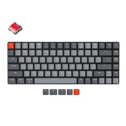 K3 D V2 Ultra-slim Wireless Mechanical Low Profile Keyboard Optical Hot-Swappable Switch White Backlit for Mac Windows (Ships From: China, Color: Red Switches)