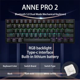 60% 61 Keys Portable Mini Wireless bluetooth 5.0 Mechanical Keyboard Office Gaming Keyboard Type-C Detachable Cable (Color: B Kailh BOX White)