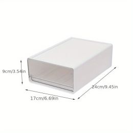 1pc Transparent Desktop Storage Box, Drawer Type Office Document Organizers, Stackable Storage Boxes, Bedroom Study Storage Cabinet (Model: Small, Color: White)