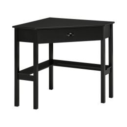 Triangle Computer Corner Desk with Drawer (Color: black)